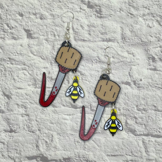 Candyman Hook Horror Statement Earrings or Keychain 3D Printed
