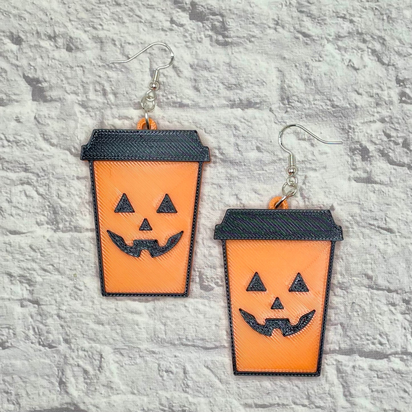 Pumpkin Spice Latte Spooky Statement Earrings or Keychain 3D Printed