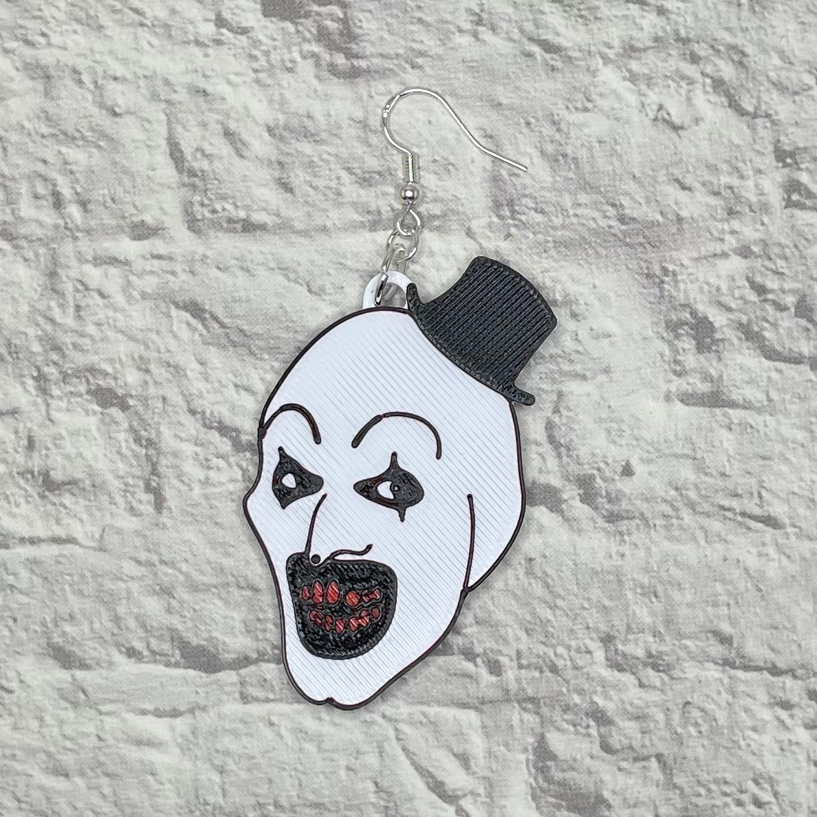 Killer Mime Horror Statement Earrings or Keychain 3D Printed