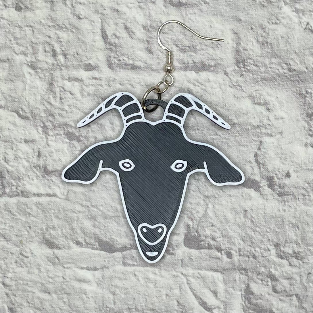 Goat Statement Earrings or Keychain 3D Printed