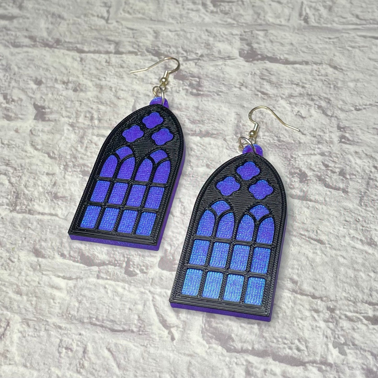 Cathedral Window Statement Earrings or Keychain 3D Printed
