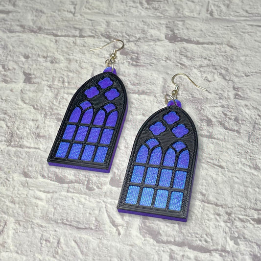 Cathedral Window Statement Earrings or Keychain 3D Printed
