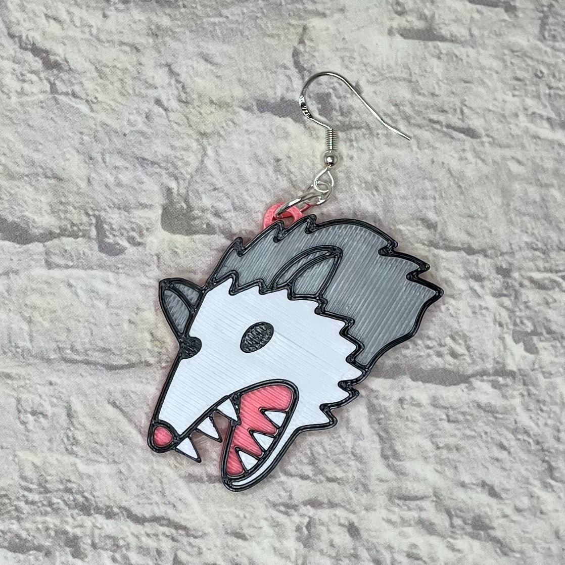 Possum Statement Earrings or Keychain 3D Printed