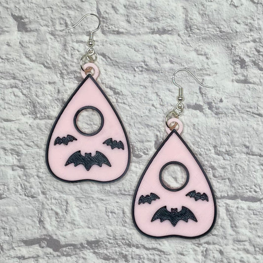 Ouija Planchette Spooky Bat Statement Earrings or Keychain 3D Printed