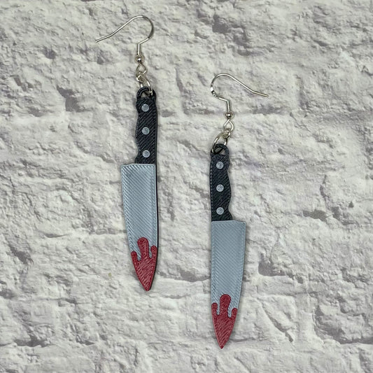 Bloody Slasher Knife Statement Earrings or Keychain 3D Printed