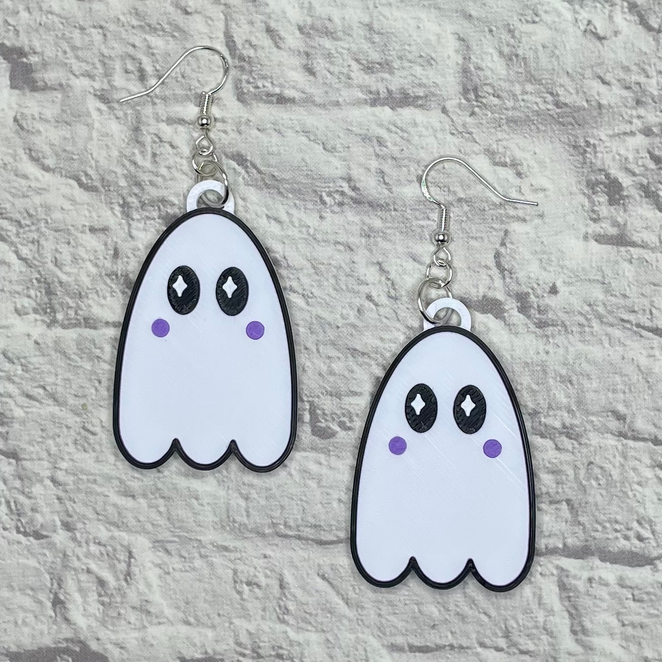 Cute Ghost Spooky Statement Earrings or Keychain 3D Printed
