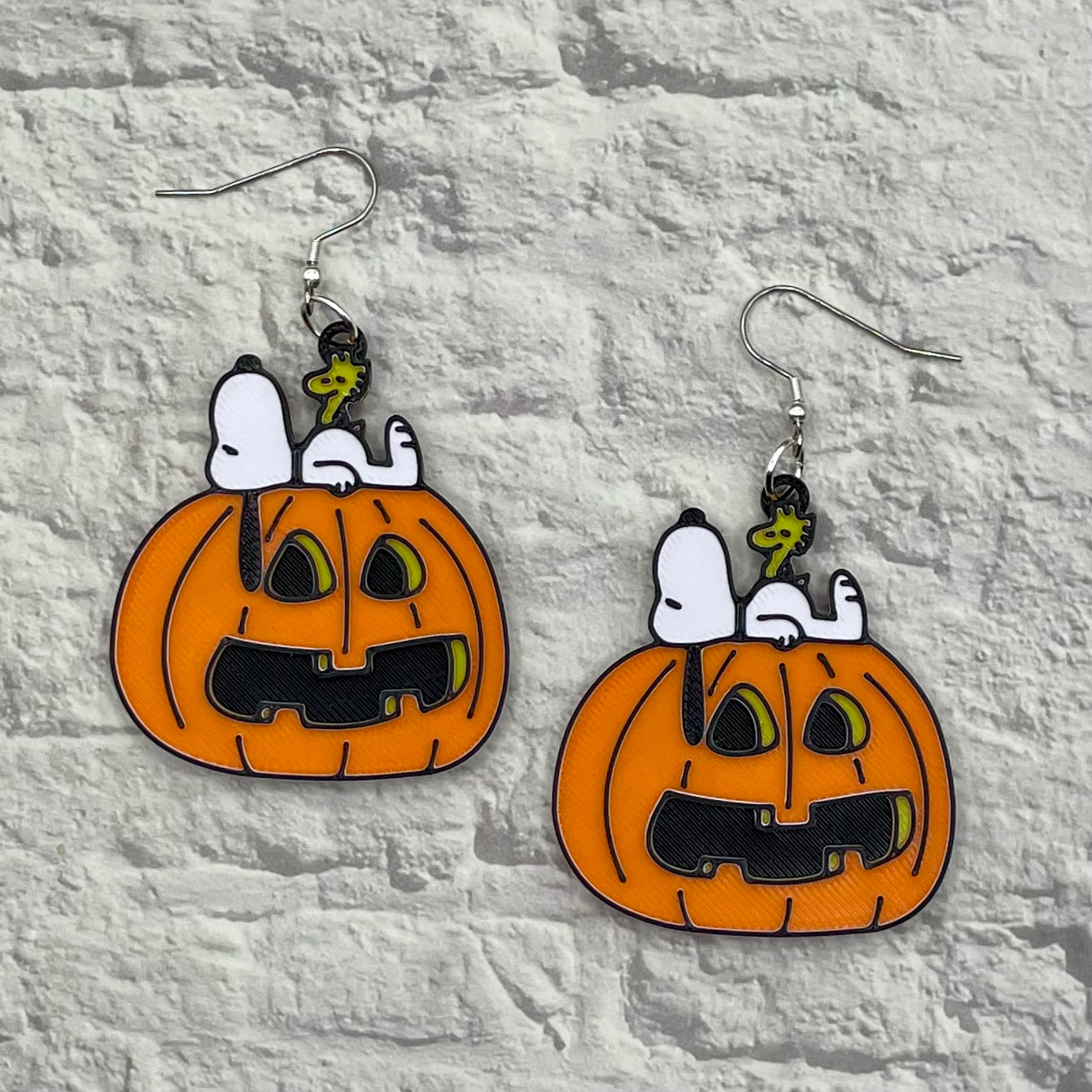 Beagle Bird Pumpkin Halloween Statement Earrings or Keychain 3D Printed