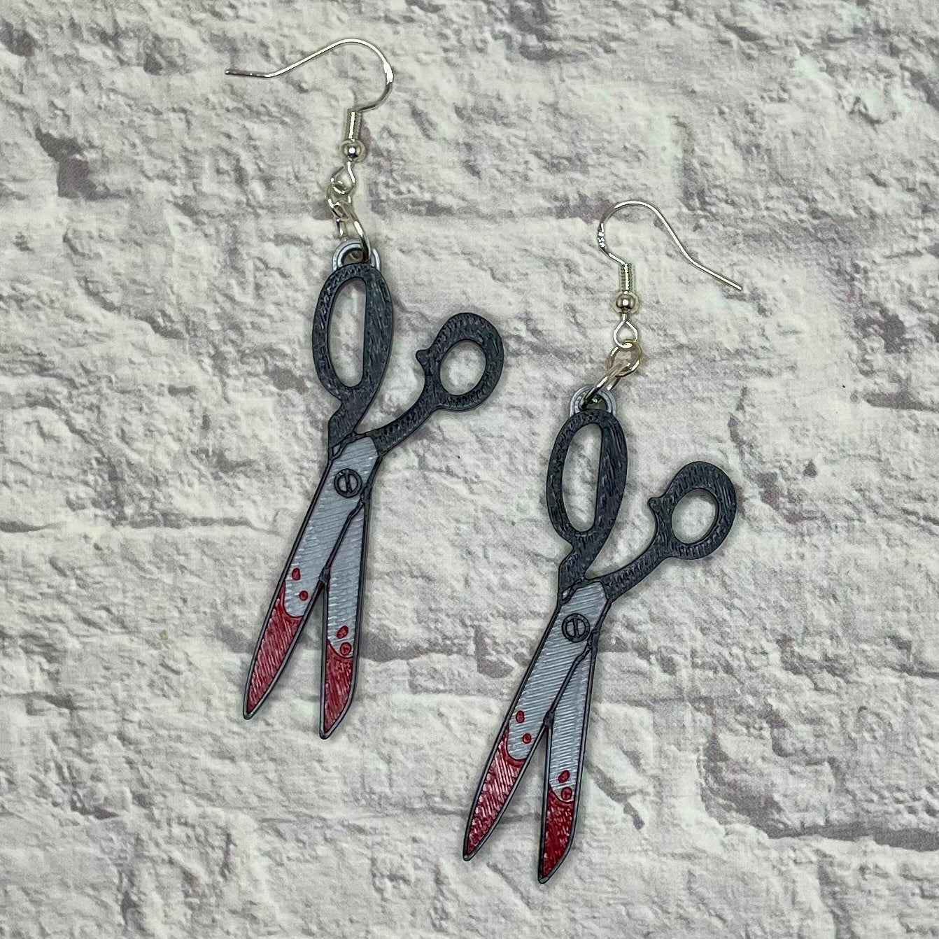 Bloody Scissors Statement Earrings or Keychain 3D Printed