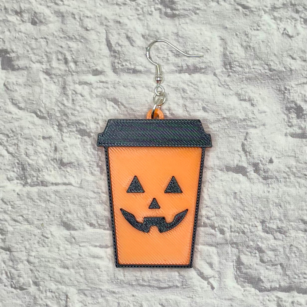 Pumpkin Spice Latte Spooky Statement Earrings or Keychain 3D Printed