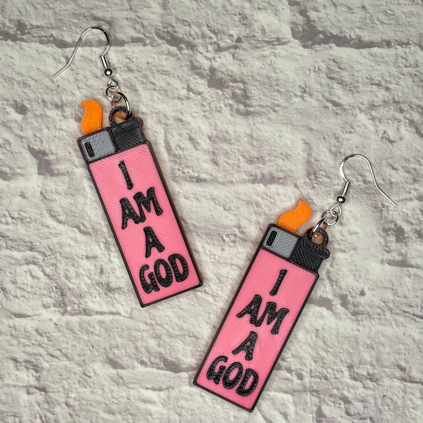 I Am A God Horror Statement Earrings or Keychain 3D Printed