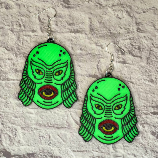 Creature Horror Statement Earrings or Keychain 3D Printed