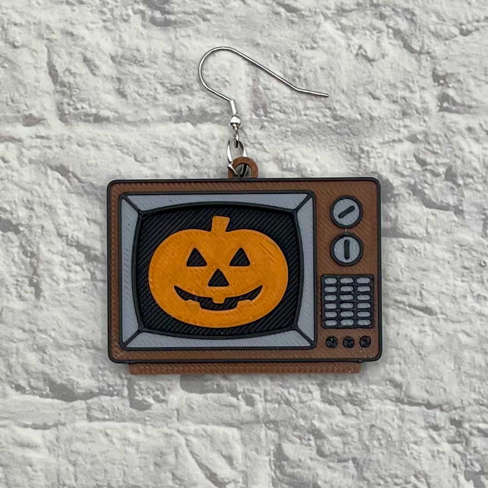 Halloween Giveaway TV Horror Statement Earrings or Keychain 3D Printed