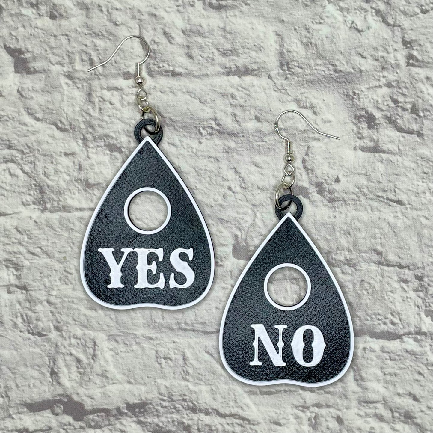 Ouija Planchette Yes No Spooky Statement Earrings or Keychain 3D Printed