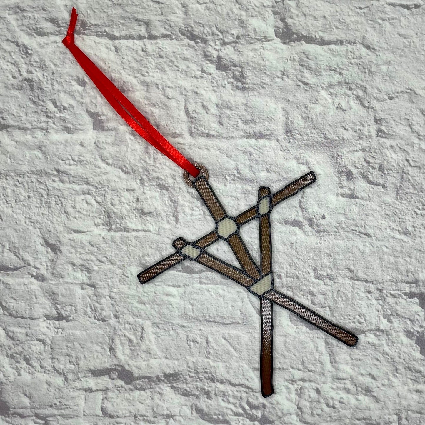 Stick Figure Holiday Ornament 3D Printed