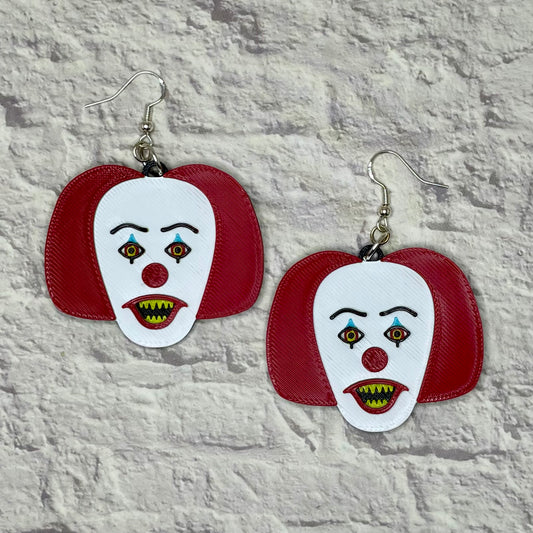 Pennywise Horror Statement Earrings or Keychain 3D Printed