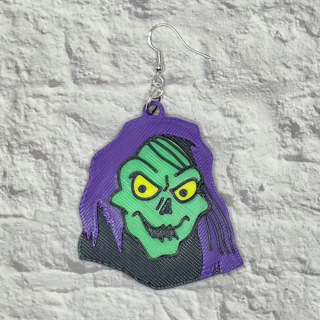 Crypt Cartoon Horror Statement Earrings or Keychain 3D Printed