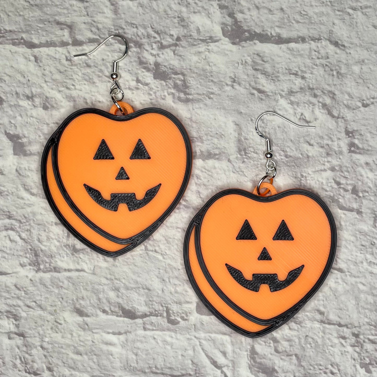 Pumpkin Heart Statement Earrings or Keychain 3D Printed