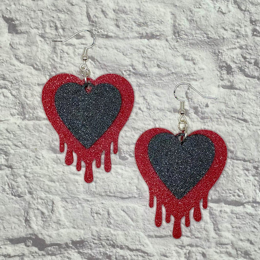 Bleeding Heart Statement Earrings or Keychain 3D Printed