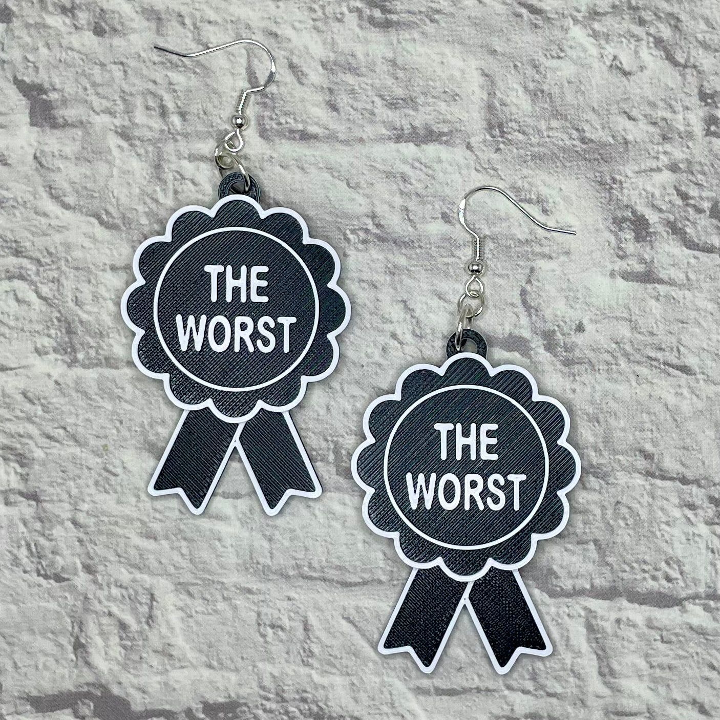 The Worst Ribbon Statement Earrings or Keychain 3D Printed