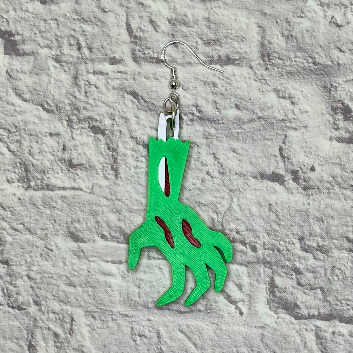 Zombie Hand Horror Statement Earrings or Keychain 3D Printed