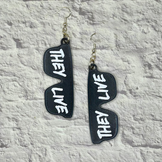 They Live Horror Statement Earrings or Keychain 3D Printed