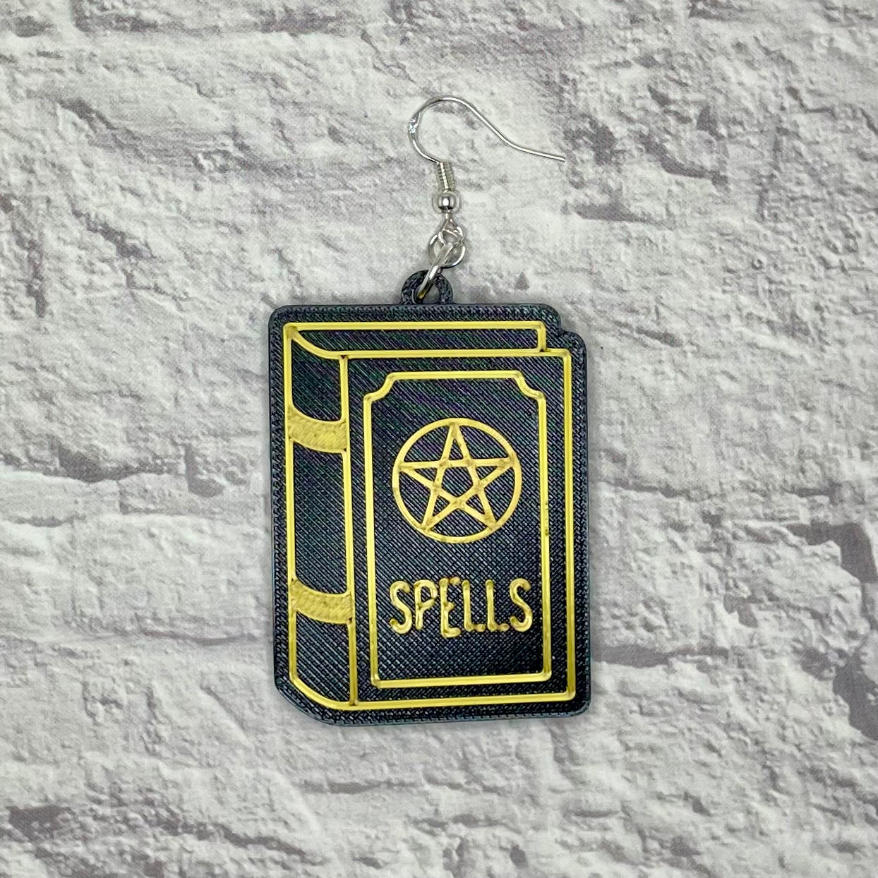 Spell Book Statement Earrings or Keychain 3D Printed