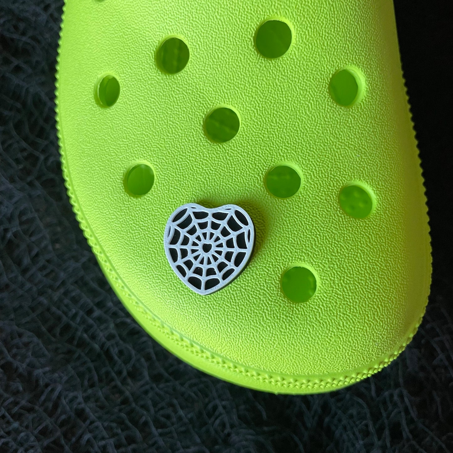 Spiderweb Heart Shoe Charm 3D Printed