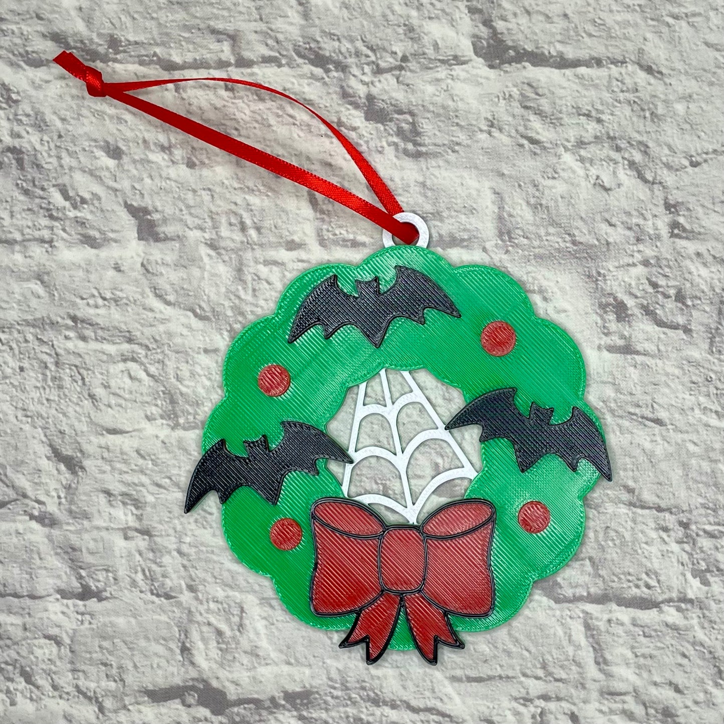 Creepmas Bat Wreath Holiday Ornament 3D Printed