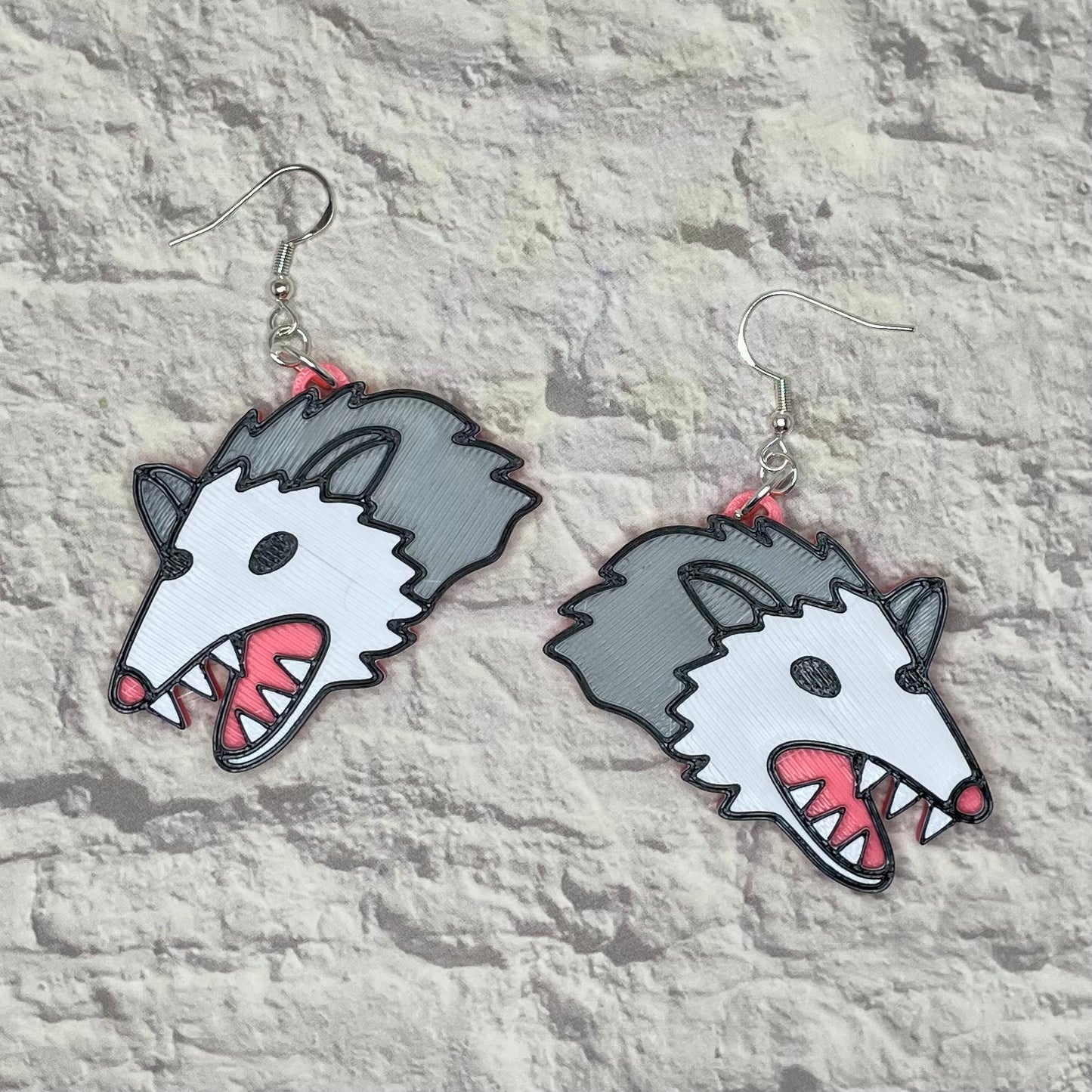 Possum Statement Earrings or Keychain 3D Printed