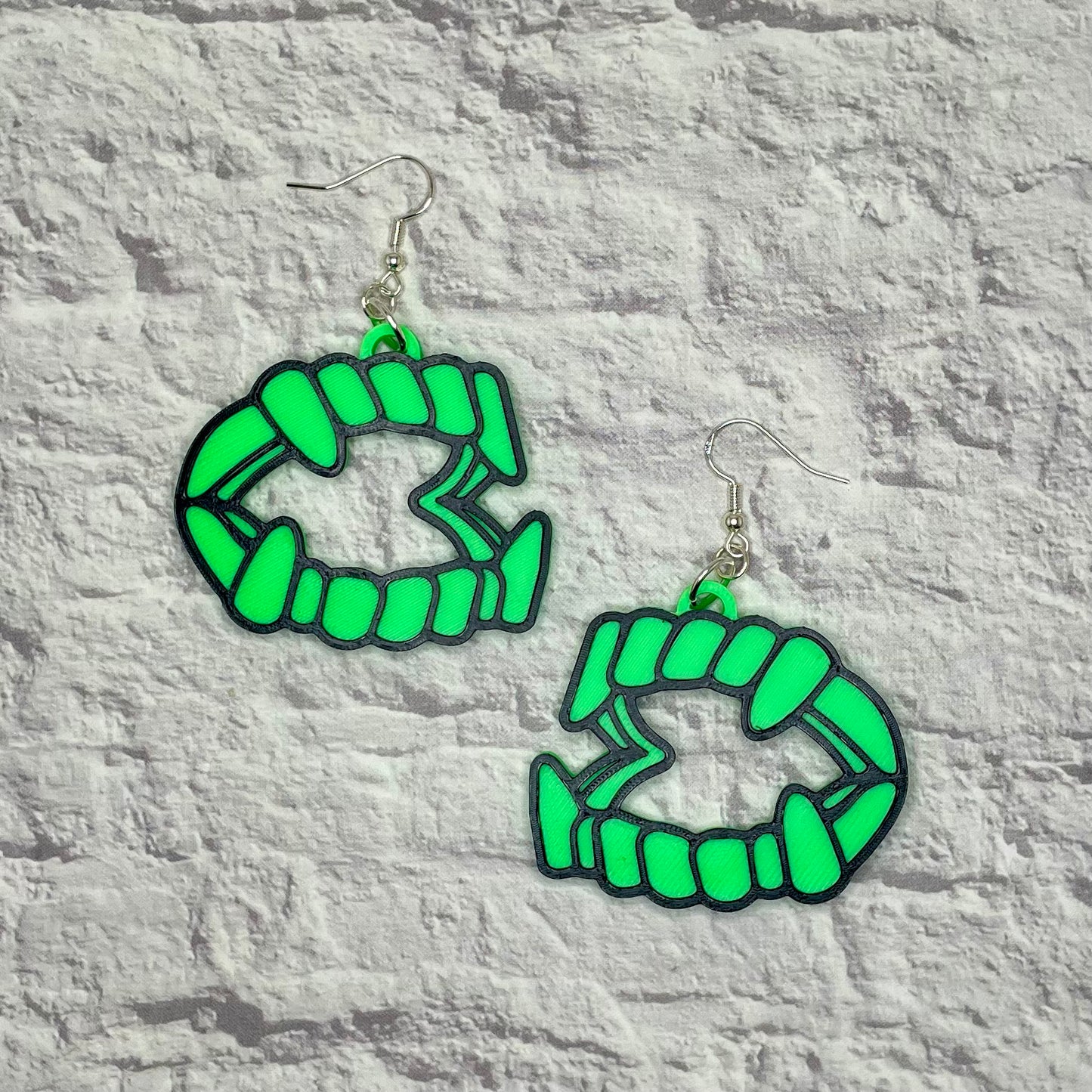 Vampire Teeth Statement Earrings or Keychain 3D Printed