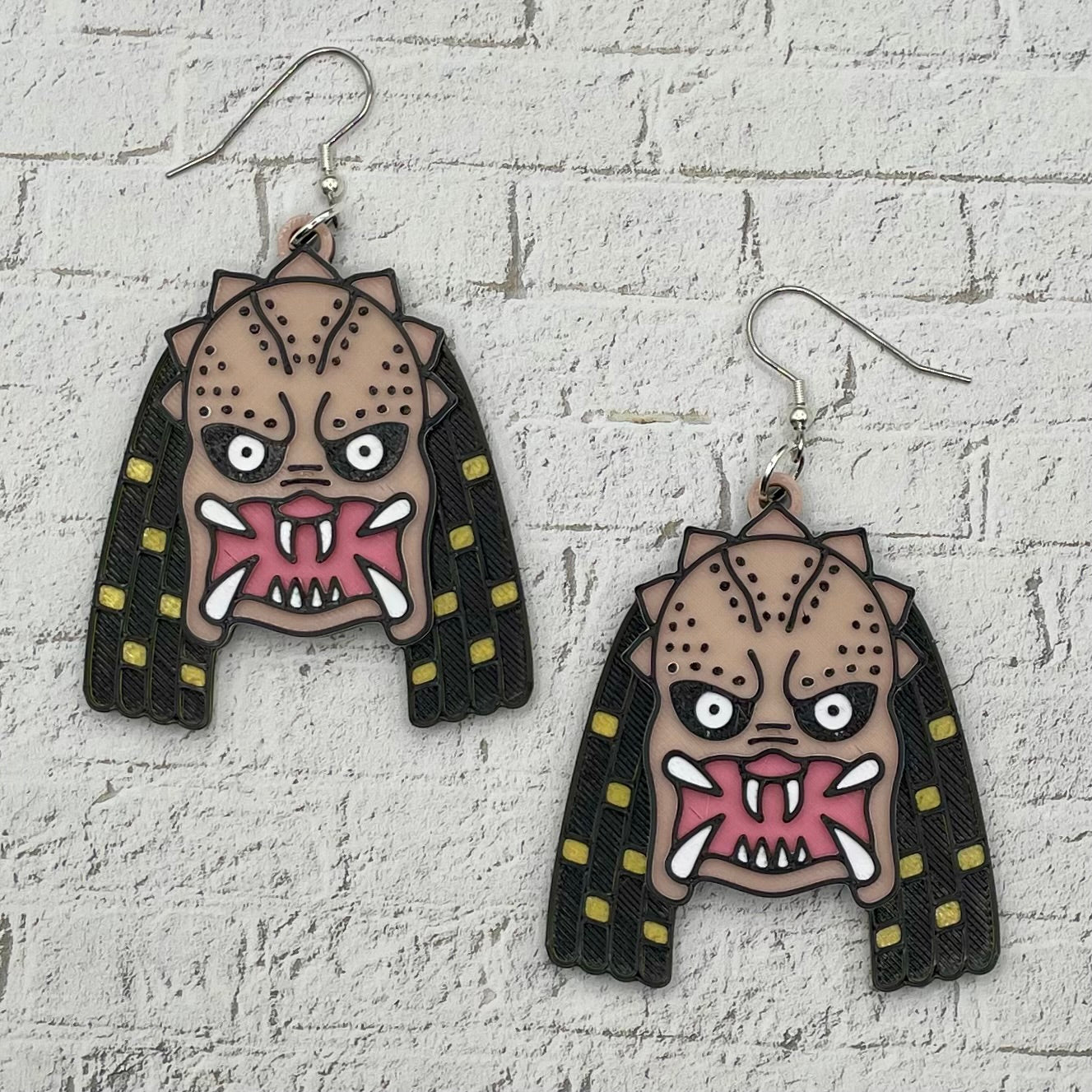 Predator Horror Statement Earrings or Keychain 3D Printed