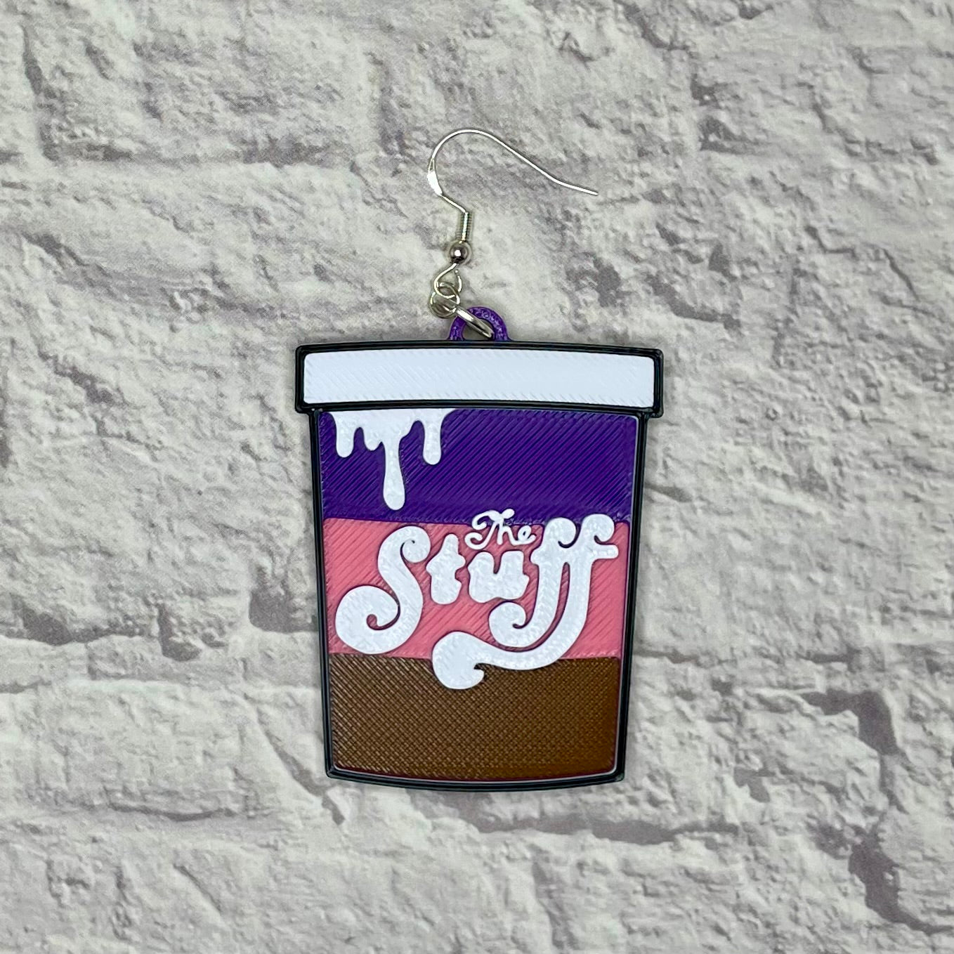 The Stuff Horror Statement Earrings or Keychain 3D Printed