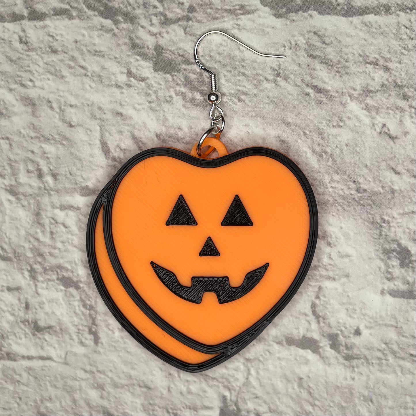 Pumpkin Heart Statement Earrings or Keychain 3D Printed