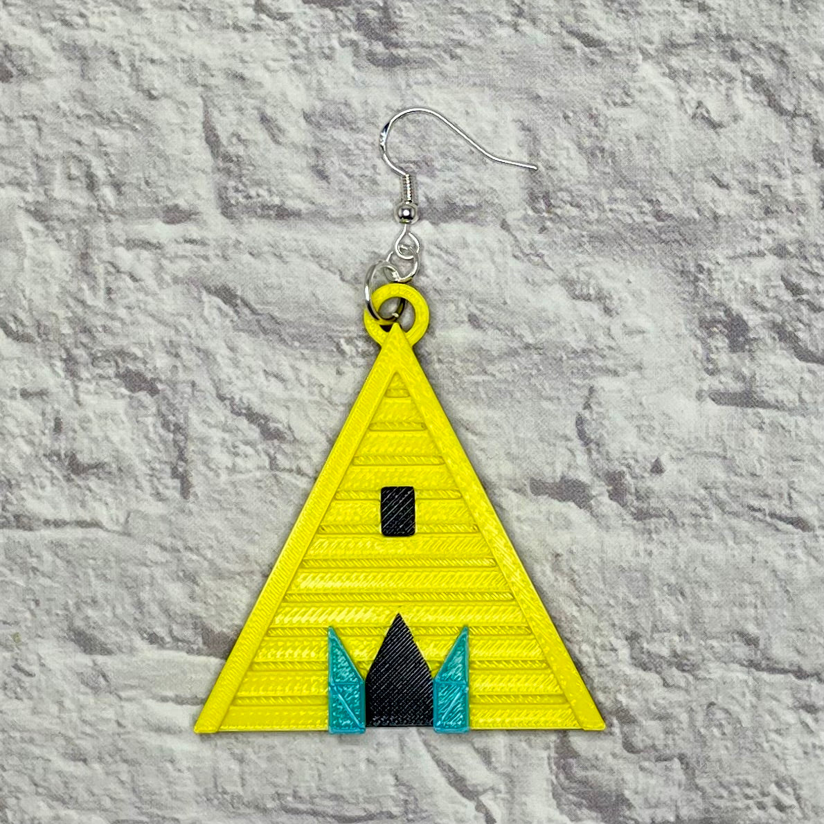 Yellow Temple Horror Statement Earrings or Keychain 3D Printed