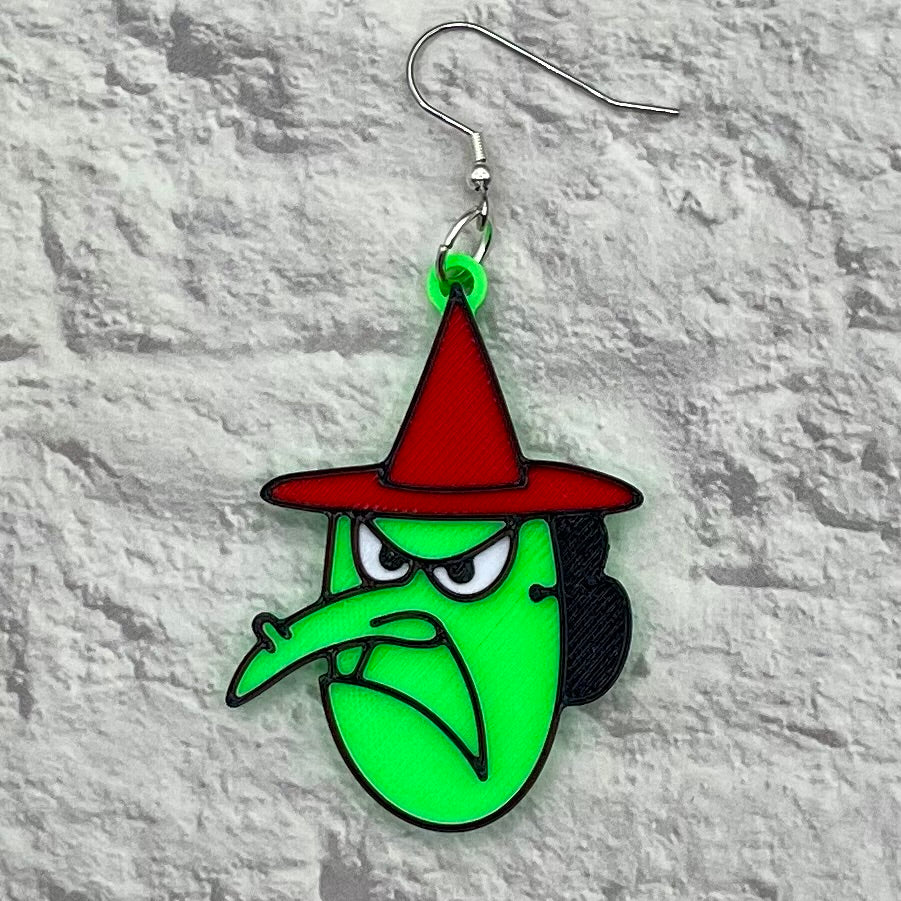 Lucy Halloween Witch Mask Statement Earrings or Keychain 3D Printed