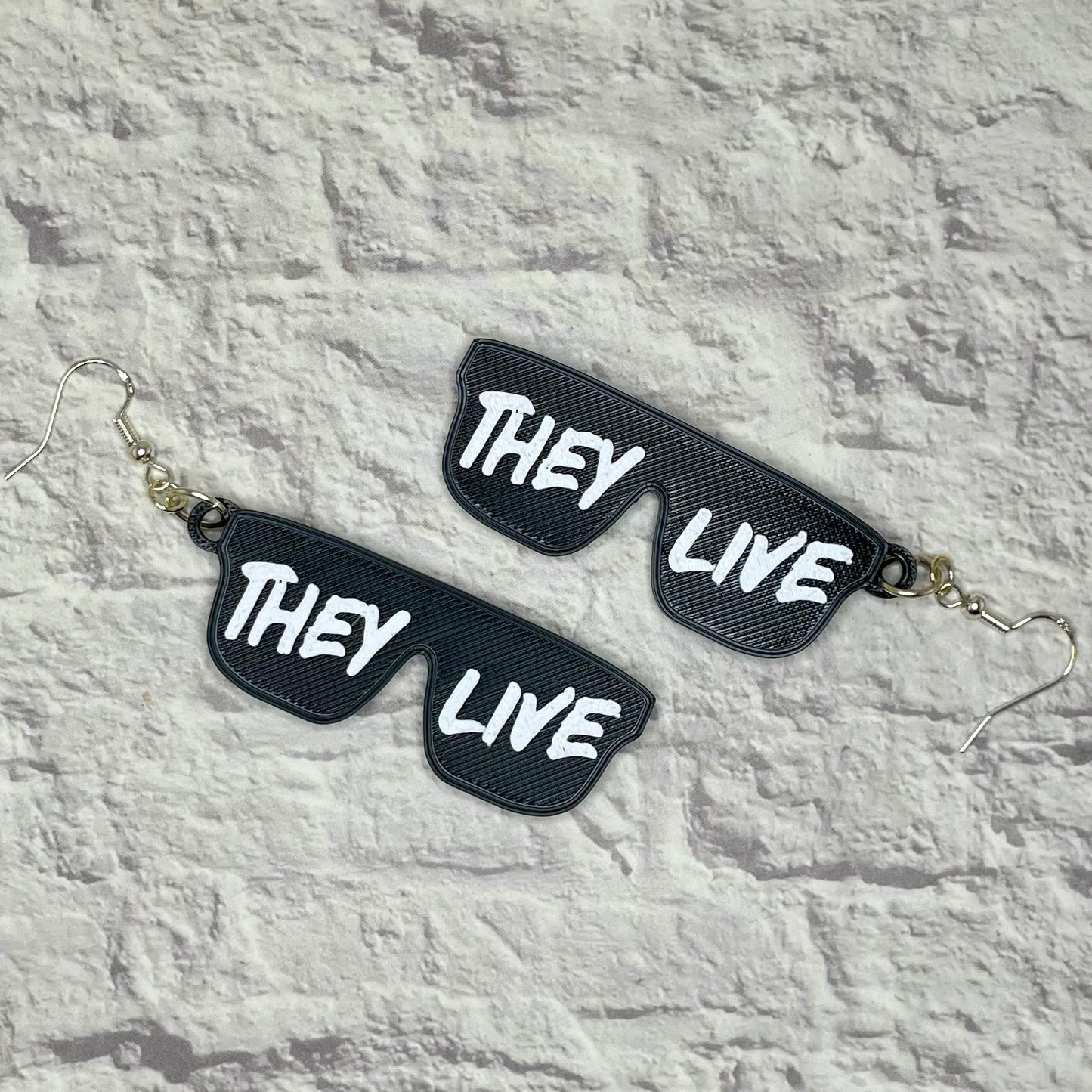 They Live Horror Statement Earrings or Keychain 3D Printed