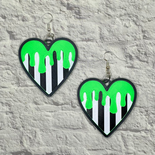 Ghost With The Most Heart Statement Earrings or Keychain 3D Printed