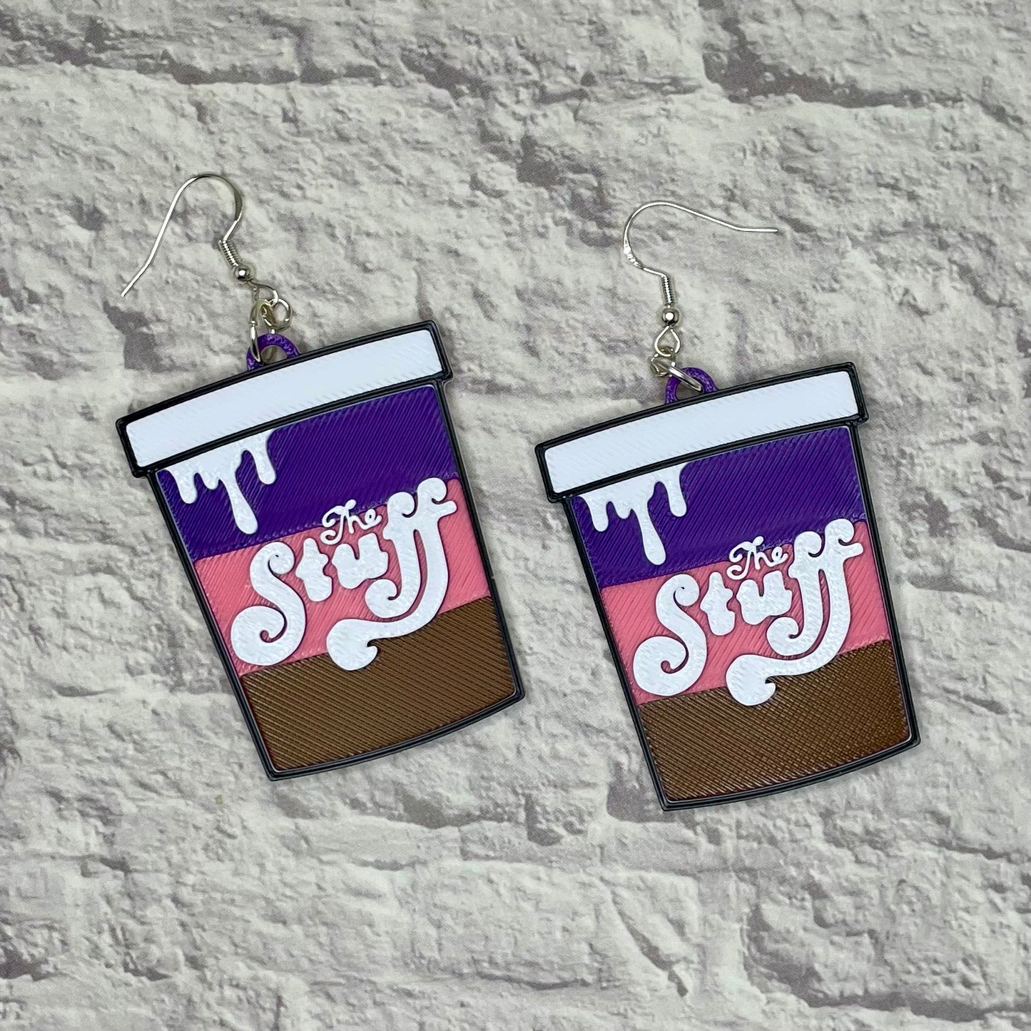The Stuff Horror Statement Earrings or Keychain 3D Printed