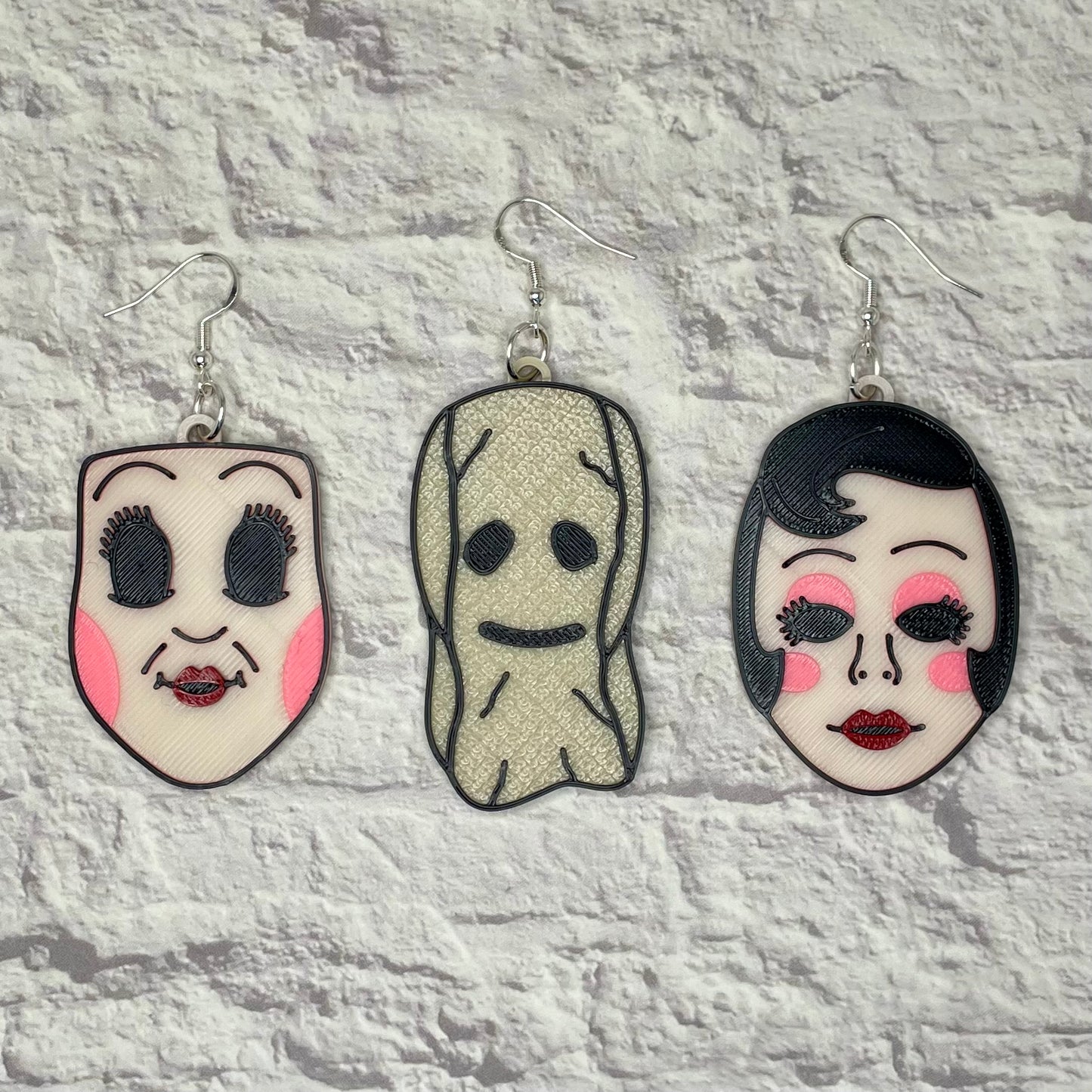 Doll Face Mask Horror Statement Earrings or Keychain 3D Printed