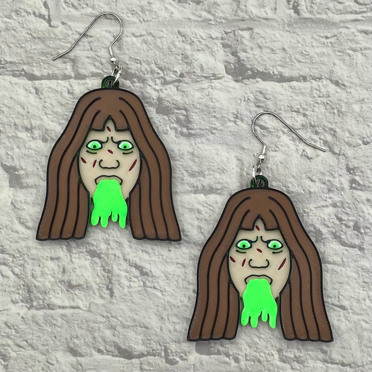 Regan Horror Statement Earrings or Keychain 3D Printed