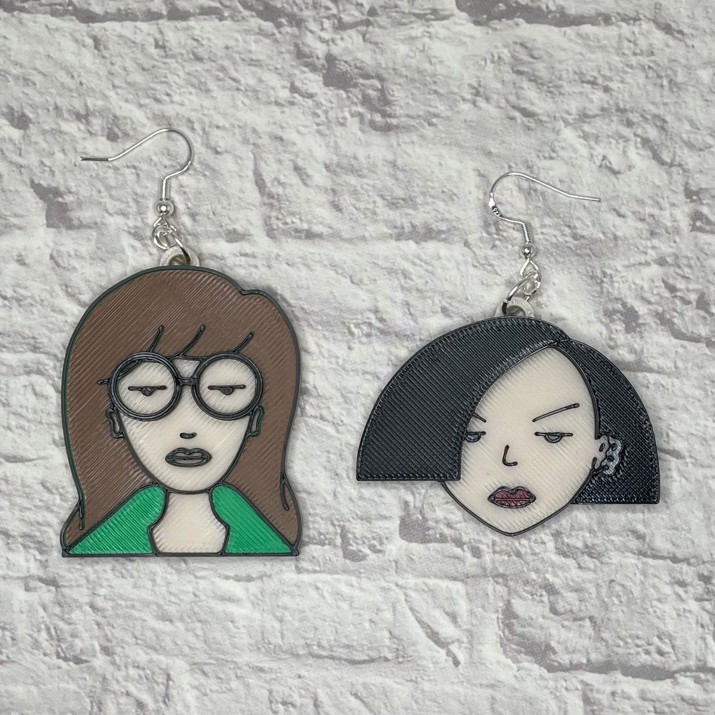 Daria Statement Earrings or Keychain 3D Printed