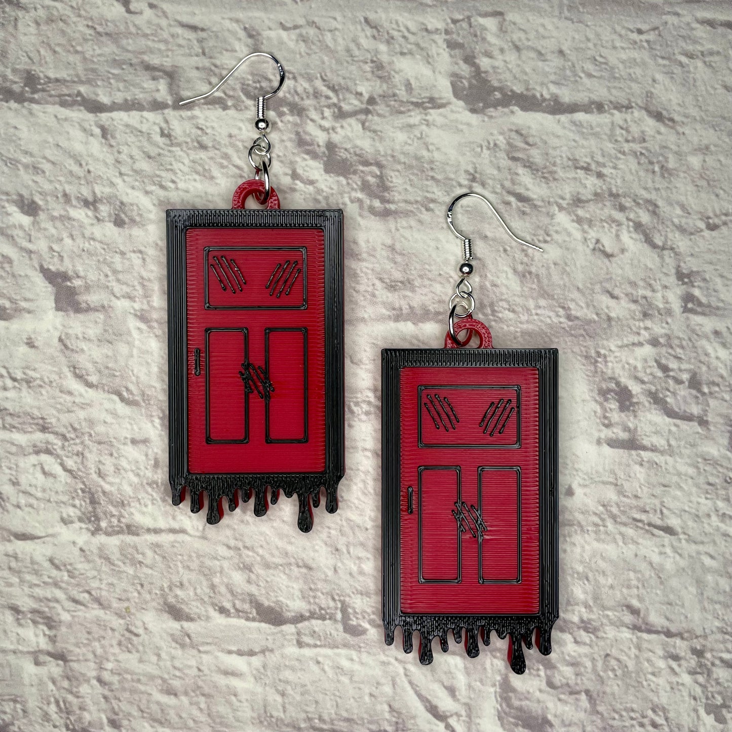 Red Door Horror Statement Earrings or Keychain 3D Printed
