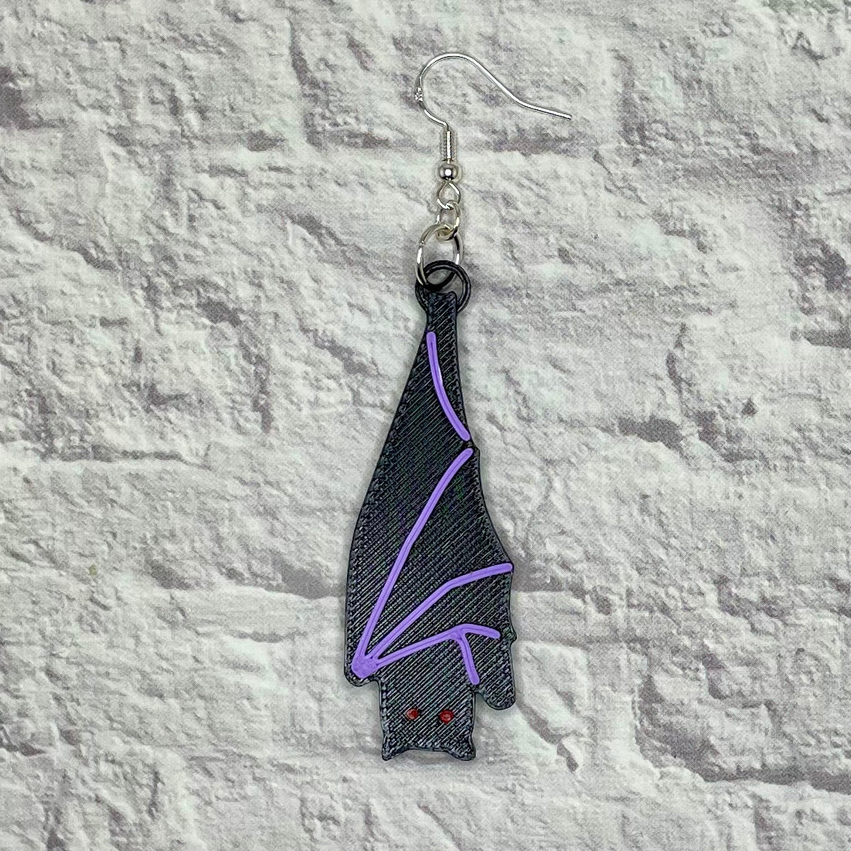 Hanging Bat Spooky Statement Earrings or Keychain 3D Printed