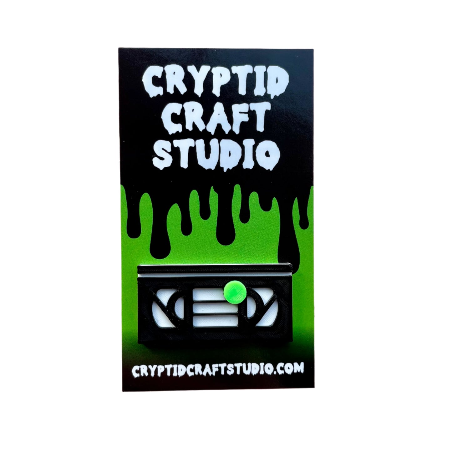 VHS Tape Horror Sticker Pin 3D Printed