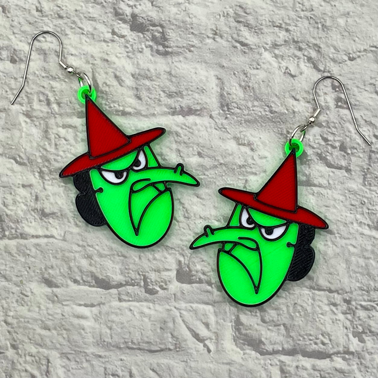 Lucy Halloween Witch Mask Statement Earrings or Keychain 3D Printed