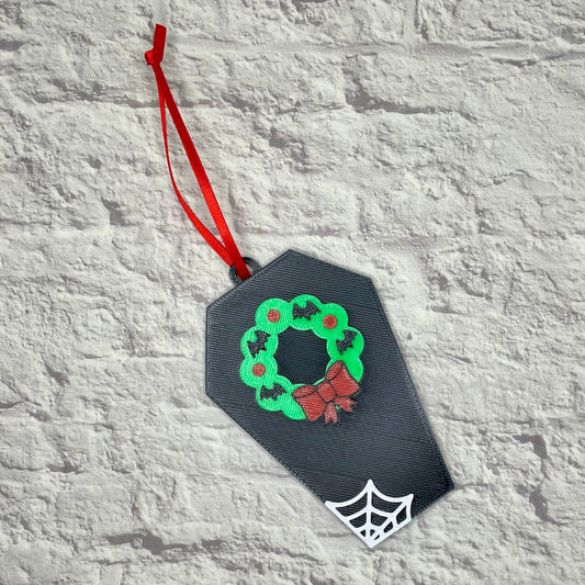 Creepmas Coffin Bat Wreath Holiday Ornament 3D Printed