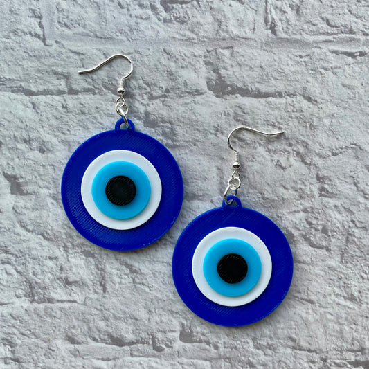Evil Eye Statement Earrings or Keychain 3D Printed