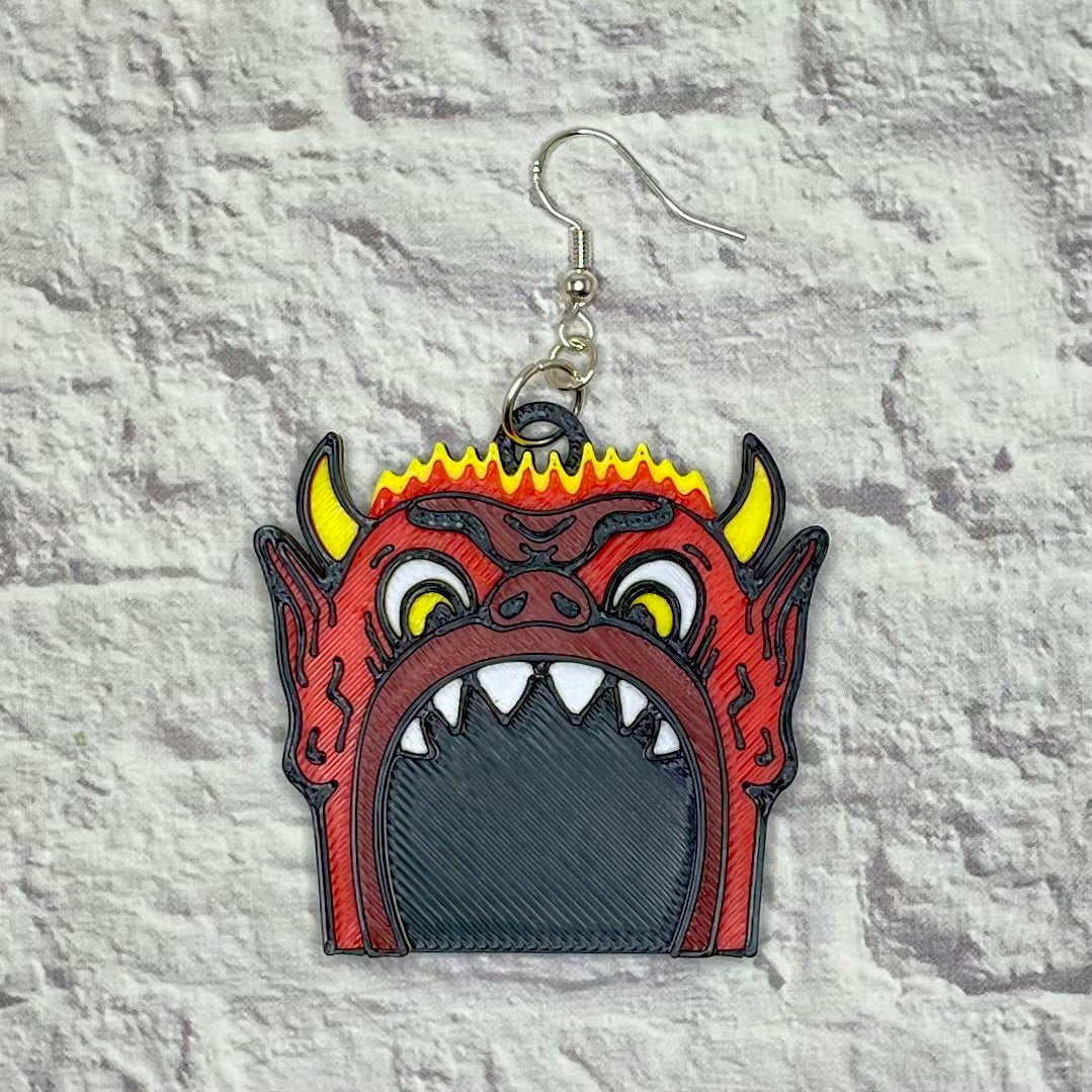 Dante’s Inferno Room Statement Earrings or Keychain 3D Printed