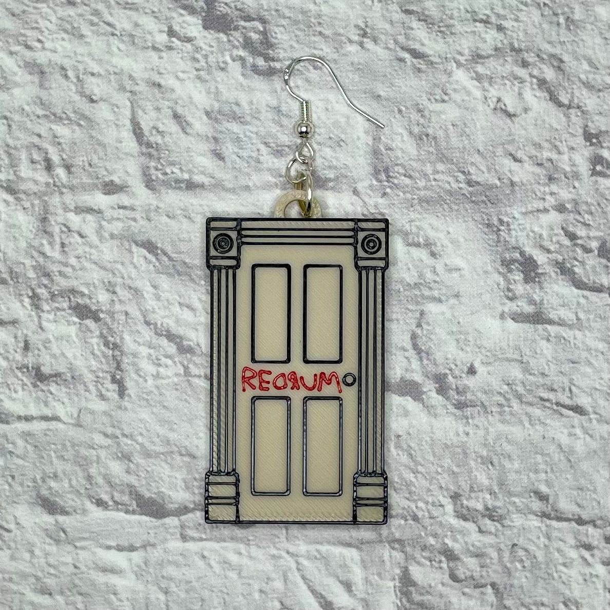 Redrum Horror Statement Earrings or Keychain 3D Printed
