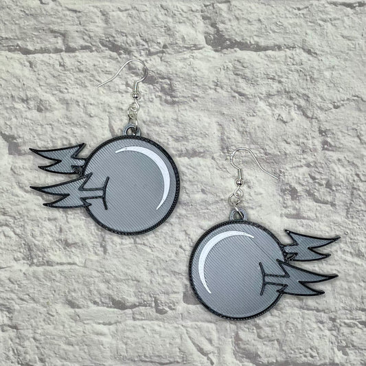 Silver Sphere Horror Statement Earrings or Keychain 3D Printed